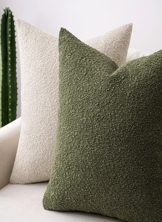 MIULEE Textured Boucle Throw Pillow Cover Olive Green Accent Solid Lumbar Spring Pillow Case Decorative Soft Pack of 1 Couch Cushion Chair Sofa Bedroom Livingroom Home Decor,12x20 Inch - Image 3