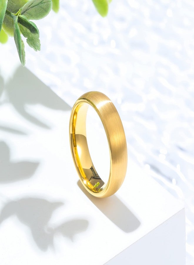 King Will 6mm Mens Womens Gold Wedding Band, Domed Brushed Tungsten Carbide Rings for Men Women, Comfort Fit, Durable, Size 8.5 - Image 3