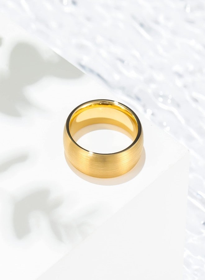 King Will 6mm Mens Womens Gold Wedding Band, Domed Brushed Tungsten Carbide Rings for Men Women, Comfort Fit, Durable, Size 8.5 - Image 2