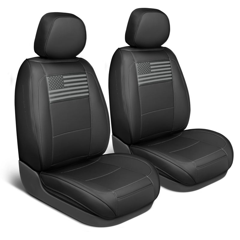 MotorBox American Black Flag Seat Covers for Trucks, Cars, & SUV - Napa Leather US Car Seat Covers American Flag Truck Accessories - Car Seat Cover American Flag Car Accessories Car Seat Protector - Image 1