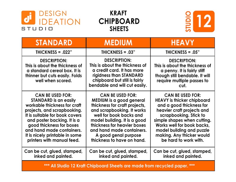 STUDIO 12 Heavy Weight Chipboard Sheets. STUDIO 12 Brand. (8.5" x 11") .050” Thickness. (25 Sheets) - Image 4