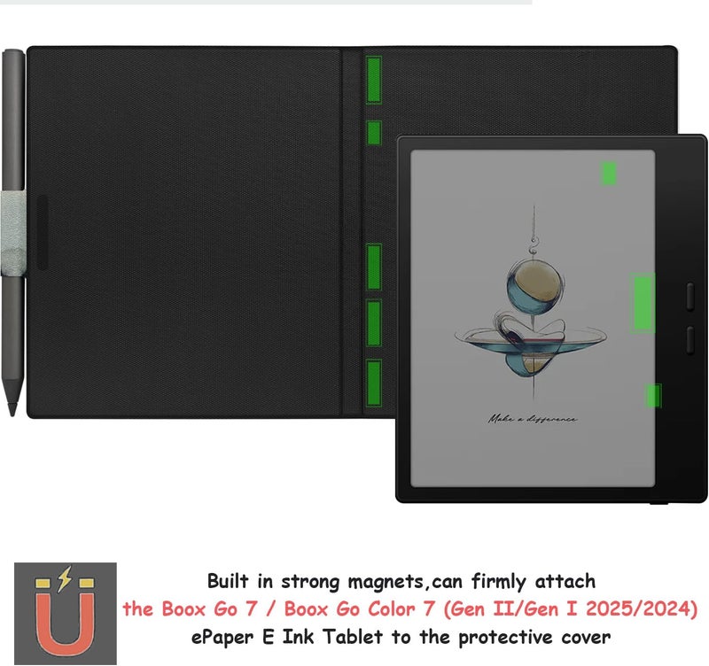GOVTVA غلاف جلدي مغناطيسي لجهاز Boox Tablet Go Color 7 بوصة 7 (الجيل الثاني/الجيل الأول 2025/2024) / Onyx Boox Go 7 - غلاف رقيق خفيف الوزن للغاية مع تفعيل/إيقاف التشغيل التلقائي وحامل قلم وإغلاق مغناطيسي (Misty Forest) - Image 3