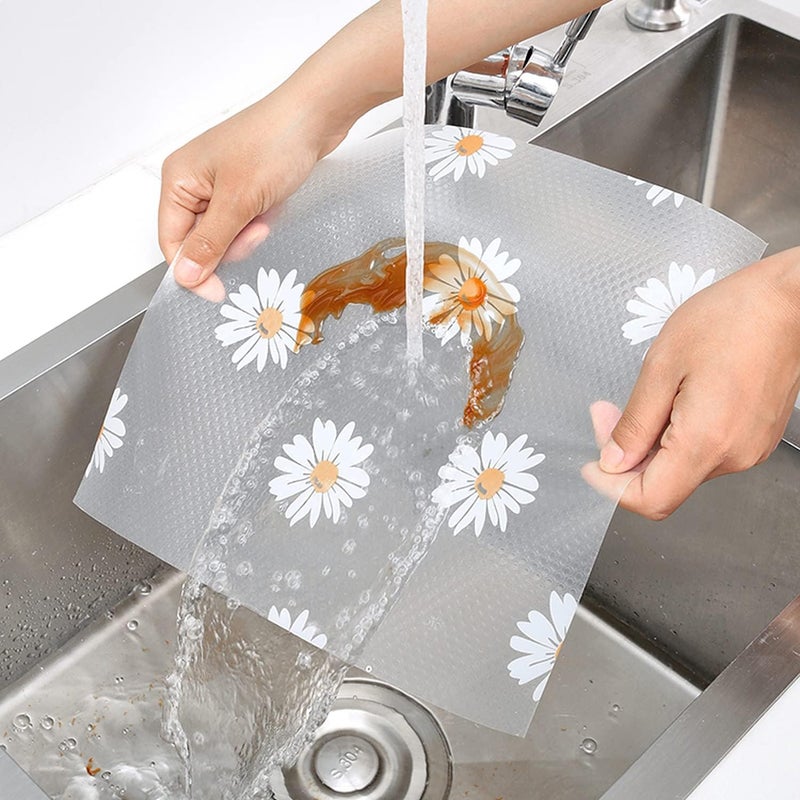 REWOP Anti-Slip Kitchen Mat Liner Sheets (45 cm x 3 m), EVA - Ethylene Vinyl Acetate, Food Grade Multipurpose Washable, Sheet for Fridge, Kitchen Cupboard Mat (White Flower, 24 cm X 3 m) - Image 5