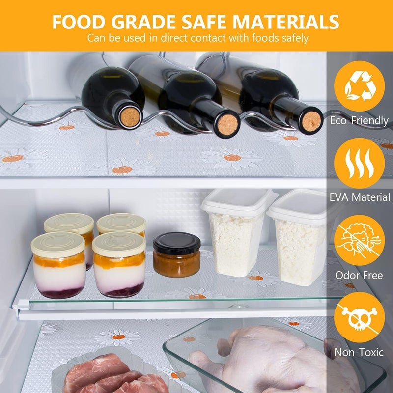 REWOP Anti-Slip Kitchen Mat Liner Sheets (45 cm x 3 m), EVA - Ethylene Vinyl Acetate, Food Grade Multipurpose Washable, Sheet for Fridge, Kitchen Cupboard Mat (White Flower, 24 cm X 3 m) - Image 3