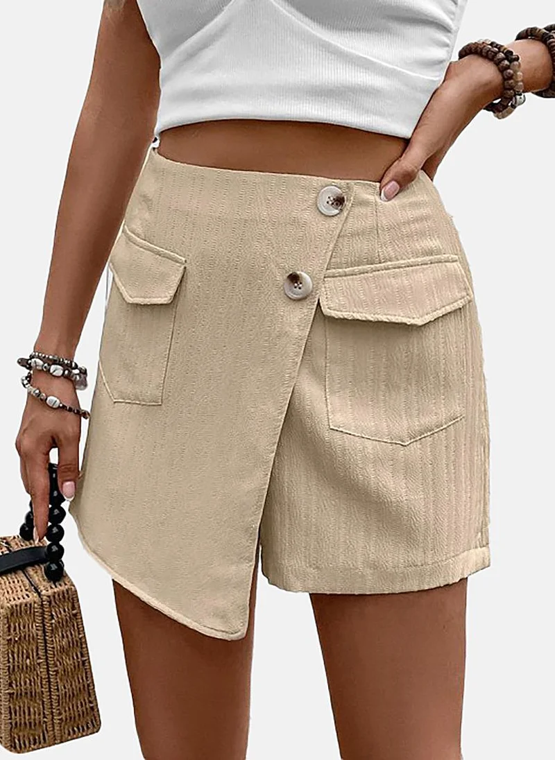 يونيكي Khaki Mid Rise Soild Slim Fit Shorts