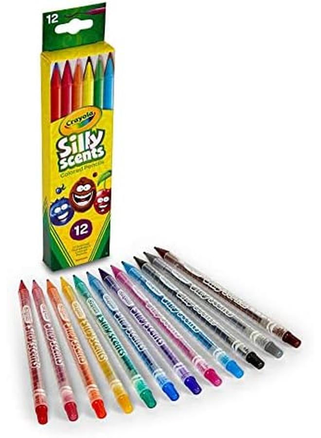 كرايولا أقلام تلوين برائحة سخيفة من Twistables، 12 قلم رصاص معطر غير سام، رائعة لكتب التلوين للبالغين أو الأطفال من سن 3 سنوات فما فوق، 12 لونًا كلاسيكيًا بروائح ممتعة مثل حلوى القطن والتفاح الأخضر - Image 3
