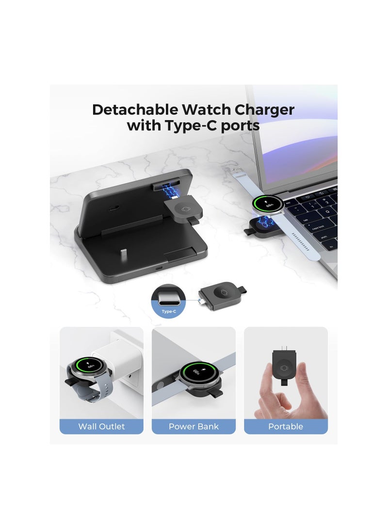 3-in-1 Foldable Wireless Charging Station for Samsung Galaxy Z Fold 5/4/3, Z Flip 5/4/3, S23/S22/S21/S20, Note 20/10 Ultra, Watch 6/5/Pro/4/3/Active, Buds/2/Pro/Live - Fast Charger. - Image 5