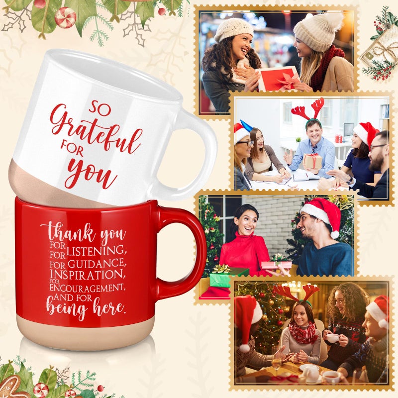 FillTouch Employee Appreciation Mugs Gifts Bulk 12 oz Ceramic Thank You Coffee Cups for Employee Coworker Teacher Gifts(10 Pcs,Red, White) - Image 4