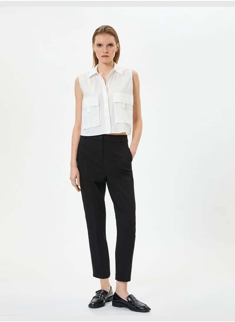 كوتون Medium Rise Pocket Detail Chino Trousers