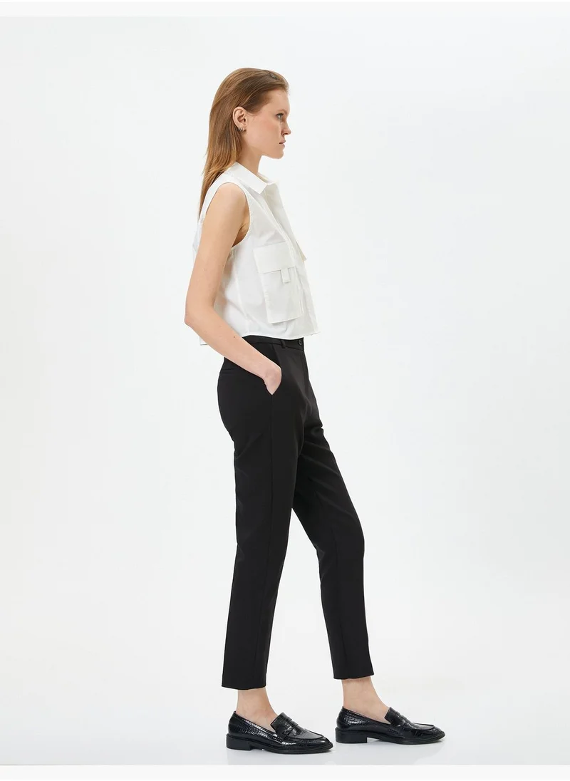 كوتون Medium Rise Pocket Detail Chino Trousers