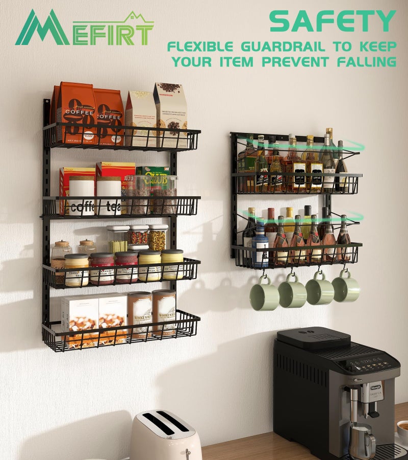 Mefirt Over The Door Pantry Organizer, Pantry Storage and Organization, 6-Tier Adjustable Hanging Baskets, Metal Wall Mount Spice Rack Seasoning Shelves for Home & Kitchen, Laundry Bathroom - Black - Image 5