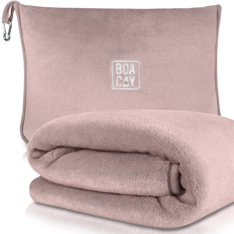 BOACAY Soft & Warm Travel Blanket for Airplane & Car - Long Flight Essential for Women, Men, Kids - Compact Pillow with Luggage Sleeve & Backpack Clip - Image 1