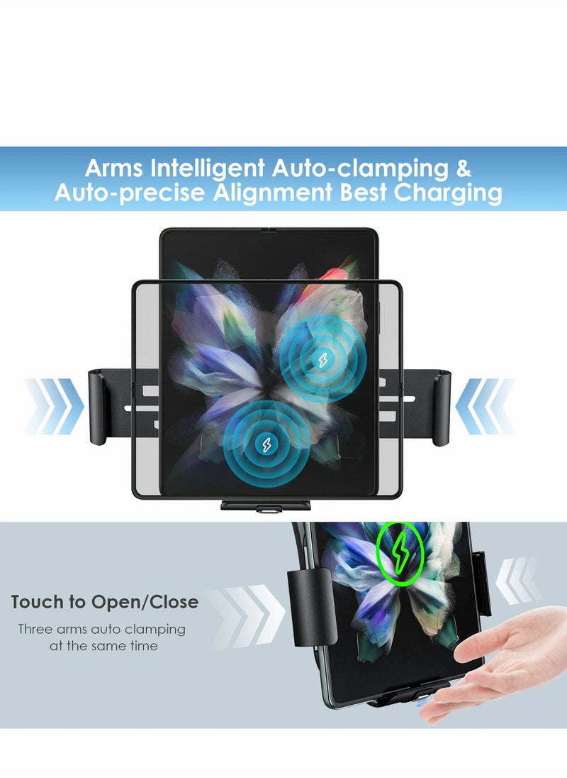 Excefore Dual Coils Fast Wireless Car Charger for Z Fold 4/3 Mount 15W Smart Qi Holder Air Vent Dashboard Compatible with Samsung Galaxy 4/3/2, iPhone 14/13/Samsung S22 Ultra/S21  - Image 3