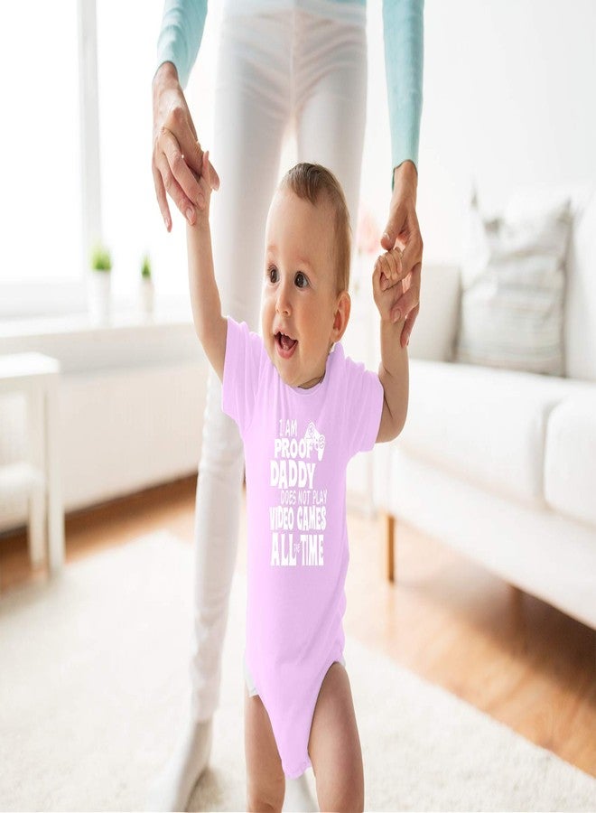 Funnwear أنا دليل على أن أبي لا يلعب ألعاب الفيديو طوال الوقت - ملابس أطفال أساسية مضحكة (حديثي الولادة، وردي) - Image 2