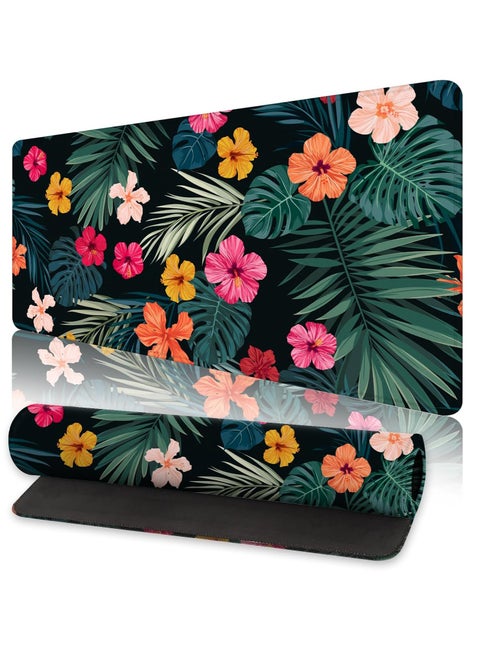 Large Gaming Mouse Pad Palm Leaves Pretty  ,Extended Large Mouse Mat Desk Pad (70CM  x 30CM  x 2MM ) ,Stitched Edges Non Slip Mousepad for Computer ,Office ,Keyboard and Laptop