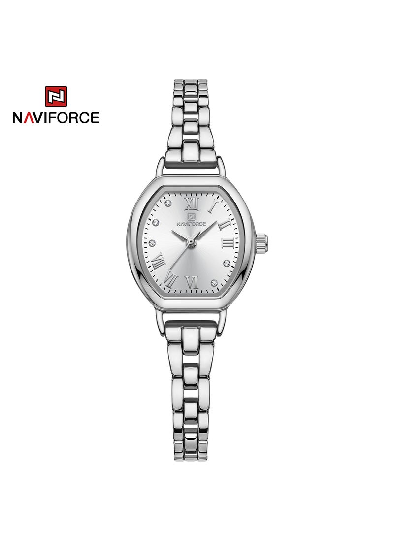 NAVIFORCE Elegant Women's Quartz Watch Classic Tonneau-Shaped Dial with Roman Numerals Stainless Steel Bracelet Sparkling Hour Markers Fashionable Timepiece for Everyday Wear and Special Occasions  - Image 1