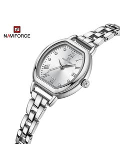 NAVIFORCE Elegant Women's Quartz Watch Classic Tonneau-Shaped Dial with Roman Numerals Stainless Steel Bracelet Sparkling Hour Markers Fashionable Timepiece for Everyday Wear and Special Occasions  - Image 2