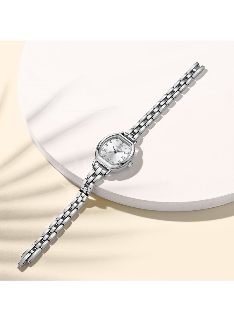 NAVIFORCE Elegant Women's Quartz Watch Classic Tonneau-Shaped Dial with Roman Numerals Stainless Steel Bracelet Sparkling Hour Markers Fashionable Timepiece for Everyday Wear and Special Occasions  - Image 3