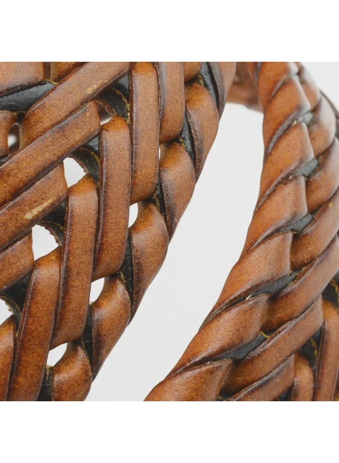 Unisex braided belt with buckle, made of genuine leather, for casual wear. - Image 4