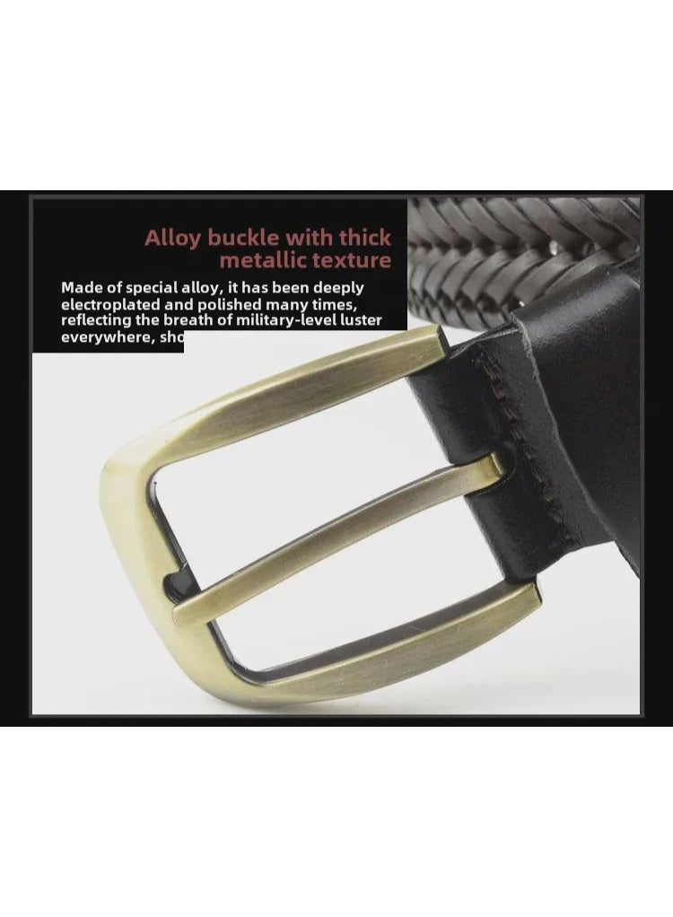 Unisex braided belt with buckle, made of genuine leather, for casual wear. - Image 2