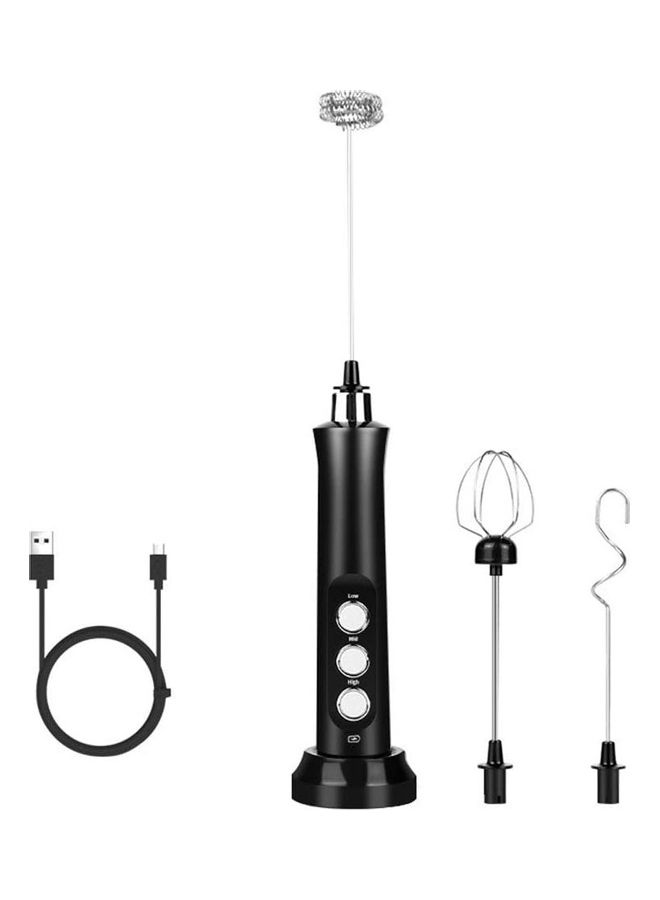 NIBEMINENT Electric Milk Frother Maker With Whisk Set Black/Silver - Image 1