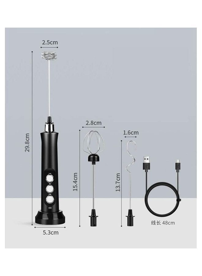 NIBEMINENT Electric Milk Frother Maker With Whisk Set Black/Silver - Image 5