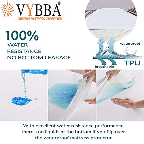 VYBBA 100% Waterproof Terry Cotton Ultra Soft Fitted Single Bed Mattress Protector,Breathable, Hypoallergenic Bed Cover, Mattresses Cover (75X36 inch | 6.3x3 feet_ Grey) - Image 5