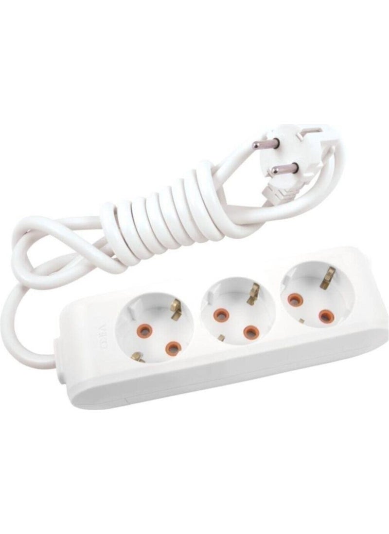 Viko Multi-Let Triple Socket Grounded Cable Child Protection 2 Meters-White  - Image 1
