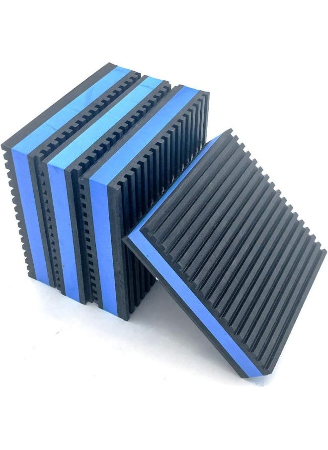 Generic Forestchill Heavy Duty Anti-Vibration Pads 6" X 6" X 7/8" Ribbed Rubber With Blue Foam Center Isolation Pad For Hvac,Air Compressor, Washer And Dryer, Air Conditioner Units (Pack Of 4)  - Image 1