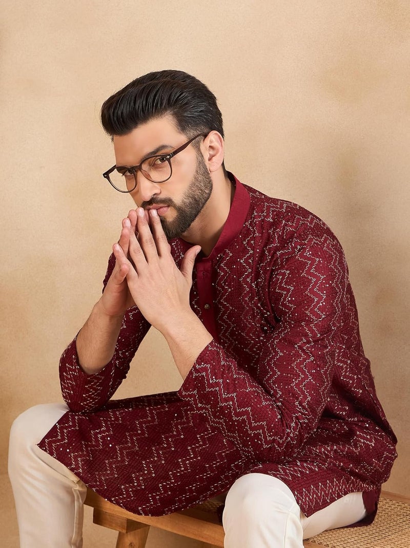 SWAGG INDIA كُرتا تقليدي عادي من الكتان للرجال | ملابس عرقية - Image 5
