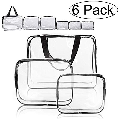 APREUTY APREUTY Clear Makeup Bags,  TSA Approved 6Pcs Toiletry Bags Set Waterproof Clear PVC with Zipper Handle Portable Travel  - Image 1