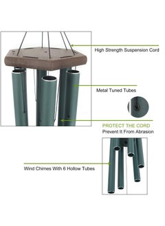 DigaNT Himalayan Melody Wind Chime Premiere Grande Series Tuned Forest Green 28 Inches Home Decoration Balcony Office Garden Decor Metal 6 Pipes Positive Vibrations  - Image 3