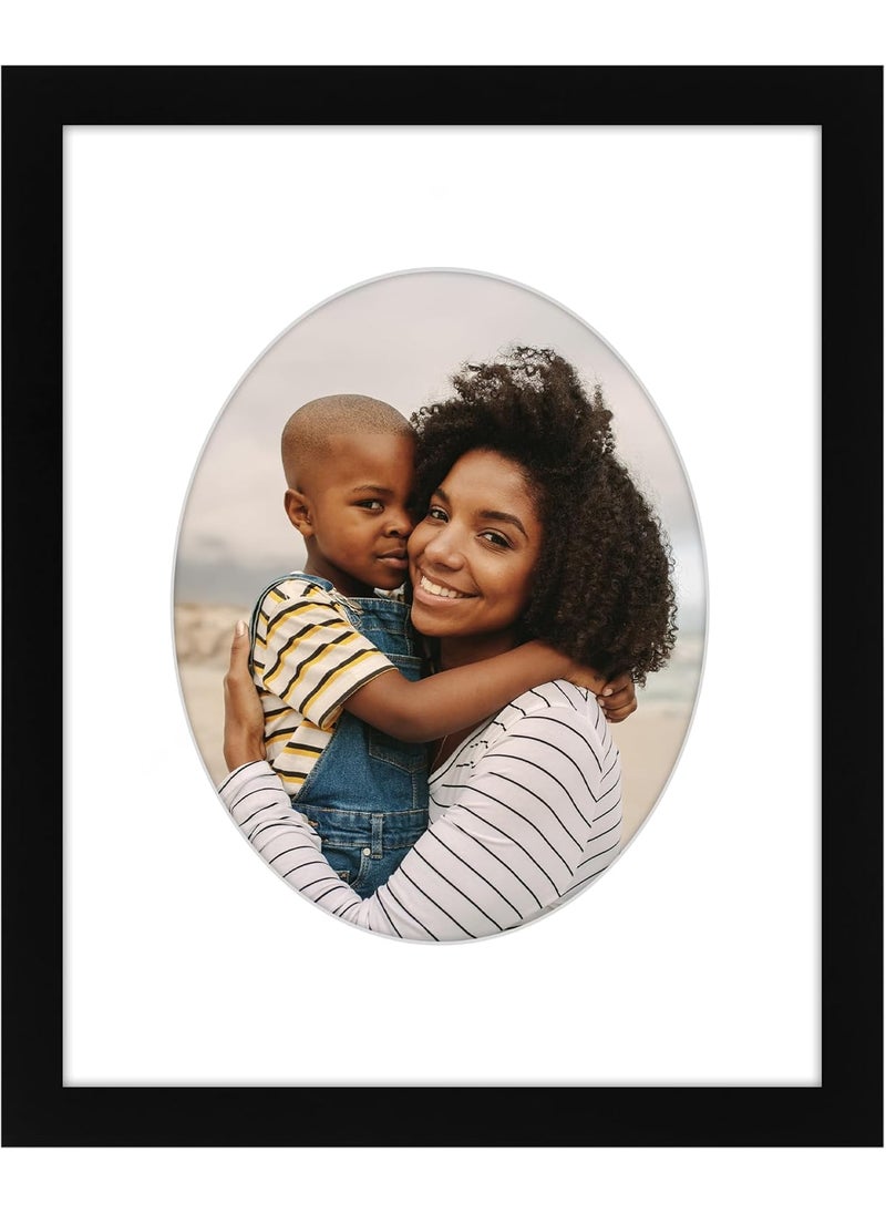 Art Street Art Street Engineered Wood Elegant Designed Black Individual Photo Frame With Oval Shape Mat, Wall Mount Home Decor, Office, Bedroom, Living Room, Table Decorative (8x12 Matted To 5x7 Inch)  - Image 1