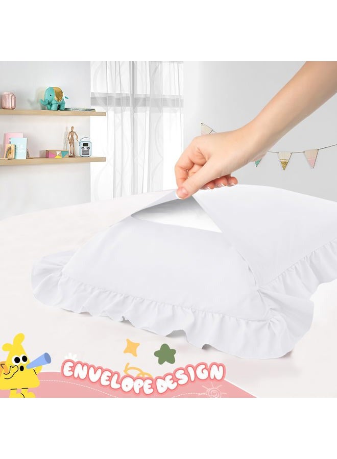 Cobedzy 13"x18" Toddler Pillow Cases Set of 2, White Ruffled Pillow Shams Brushed Microfiber Nursery Pillow Cover for Boys Girls, Soft Breathable Machine Washable - Image 4