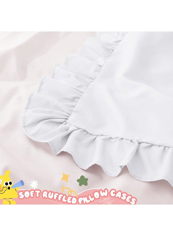 Cobedzy 13"x18" Toddler Pillow Cases Set of 2, White Ruffled Pillow Shams Brushed Microfiber Nursery Pillow Cover for Boys Girls, Soft Breathable Machine Washable - Image 3