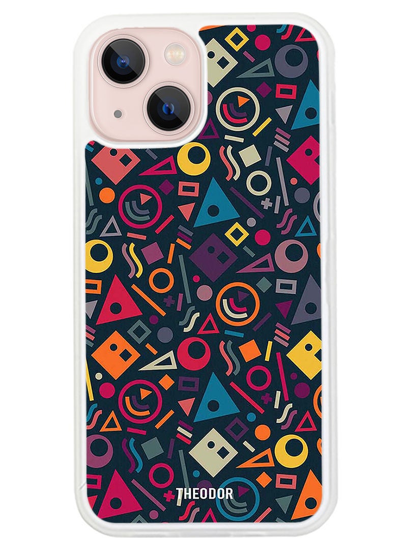 Theodor Protective Case Anti Scratch Shock Proof Cover For APPLE IPHONE 14 Shape Doodles (White Bumper) - Image 1