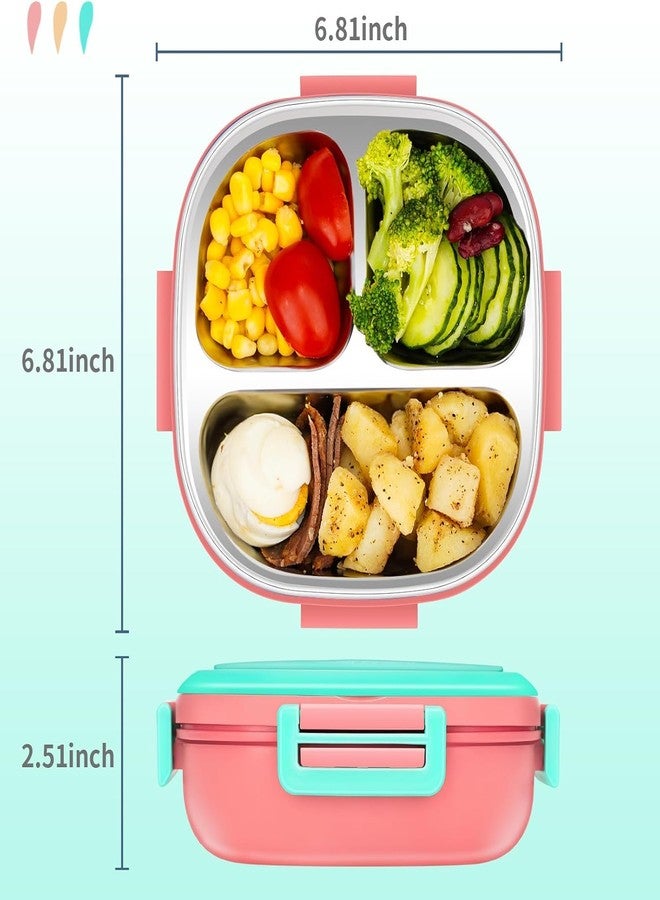 PEDECO Small Stainless Steel Bento Box for Toddlers (Ages 0-2) - 3-Compartment Lunch Set with Portable Cutlery - Leak-Proof, Dishwasher Safe & BPA-Free - Pink - Image 3