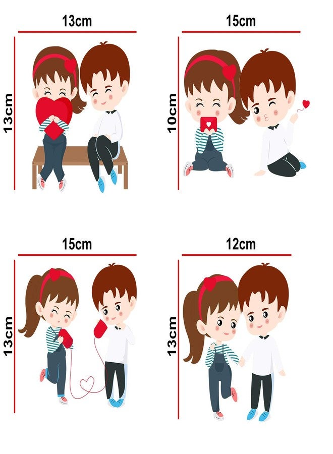 Decopix 'Cute - Love - Couples - Romantic Decorative Wall Sticker Combo Pack for Switch Panel Board, Laptop, Fridge.' - Sm4029 (PVC Vinyl - Set of 4) - Image 2