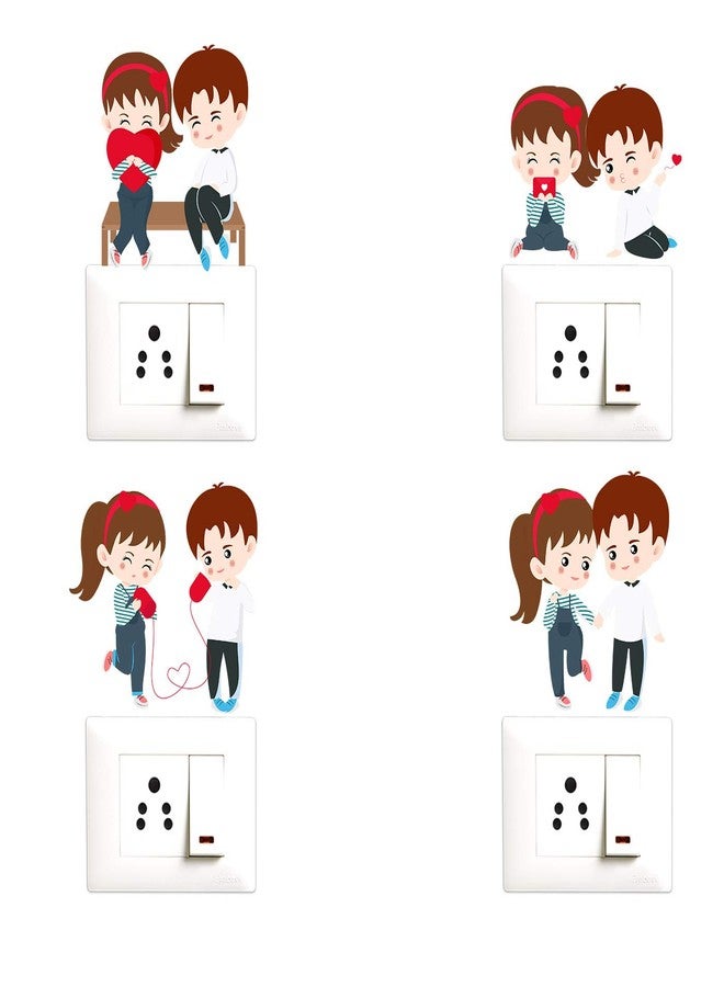 Decopix 'Cute - Love - Couples - Romantic Decorative Wall Sticker Combo Pack for Switch Panel Board, Laptop, Fridge.' - Sm4029 (PVC Vinyl - Set of 4) - Image 1