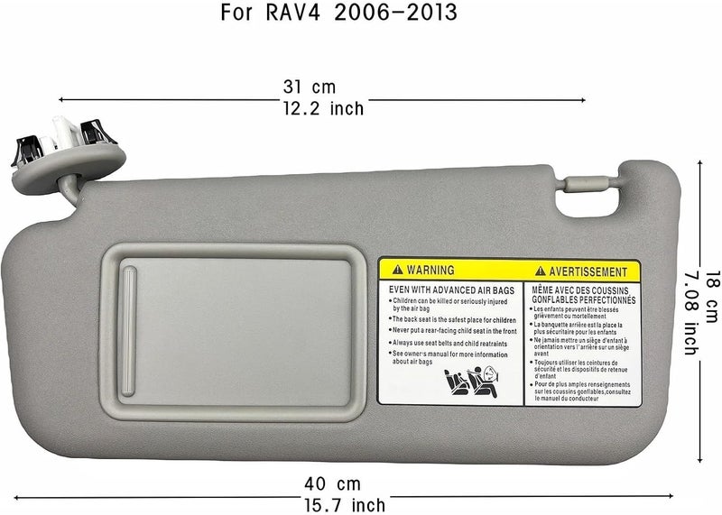 QASULER Gray Sun Visor for Toyota RAV4 2006-2013 - Image 4