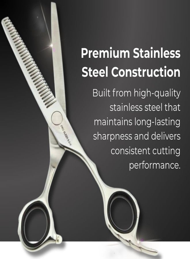 FOLELLO - Professional Hair Cutting Thinning Scissors - Stainless Steel - Barber Hair Cutting Trimming Razor Edge Teeth Blending Scissor 6" (32 TOOTH) - Adjustment Ball bearing Screw - Image 3