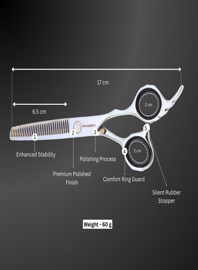 FOLELLO - Professional Hair Cutting Thinning Scissors - Stainless Steel - Barber Hair Cutting Trimming Razor Edge Teeth Blending Scissor 6" (32 TOOTH) - Adjustment Ball bearing Screw - Image 2