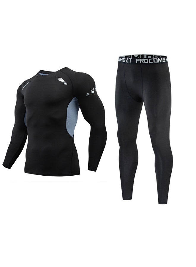 Combat Mens Training Sportswear Set Gym Fitness Compression Tracksuit Suit Jogging Tight Sports Wear Clothes Dry Fit Leggings - Image 1