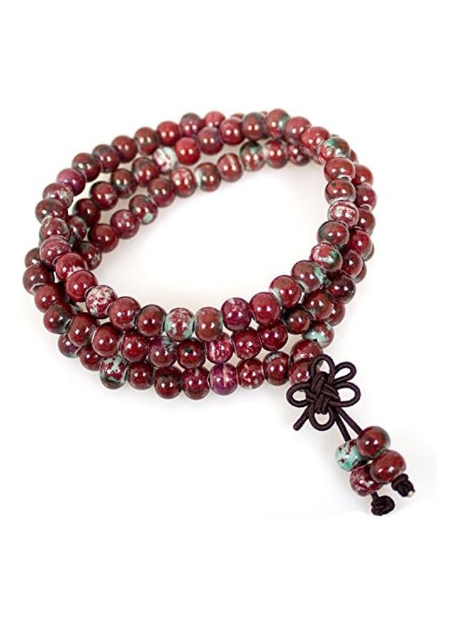Mala Beads,Women Men Jewelry 108 Handmade Healing Buddha Prayer Beads Porcelain Glossy Bracelet/Necklace, Porcelain,Elastic thread string, - Image 1