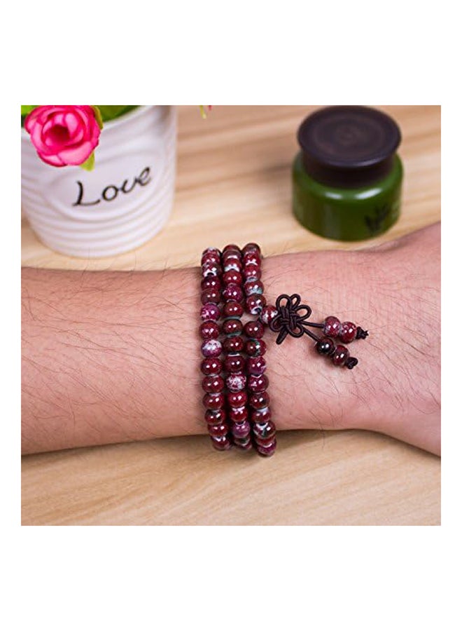 Mala Beads,Women Men Jewelry 108 Handmade Healing Buddha Prayer Beads Porcelain Glossy Bracelet/Necklace, Porcelain,Elastic thread string, - Image 2
