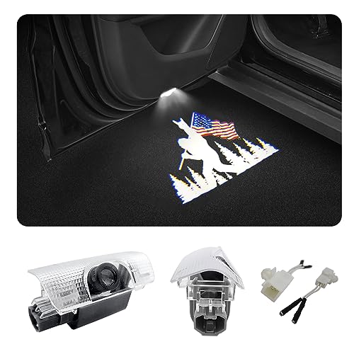 akarin 2 PCS LED Car Door Logo Lights Compatible for 4Runner Tundra Sequoia Venza Land Cruiser Courtesy Projector Laser Welcome Light Puddle Lamp Car Accessories for Toyo USA Flag - Image 1
