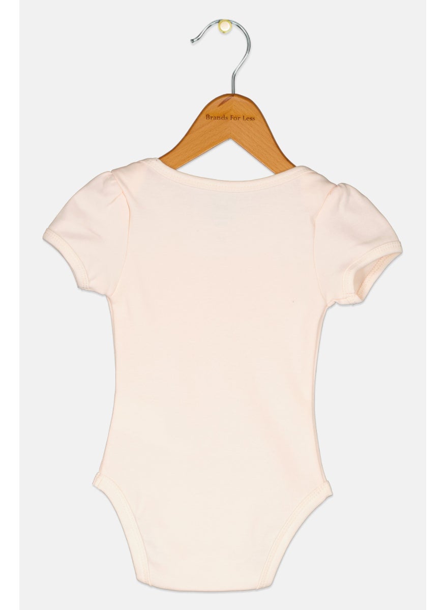 Disney Toddlers Girl Short Sleeve Graphic Print Bodysuits, Peach  - Image 2