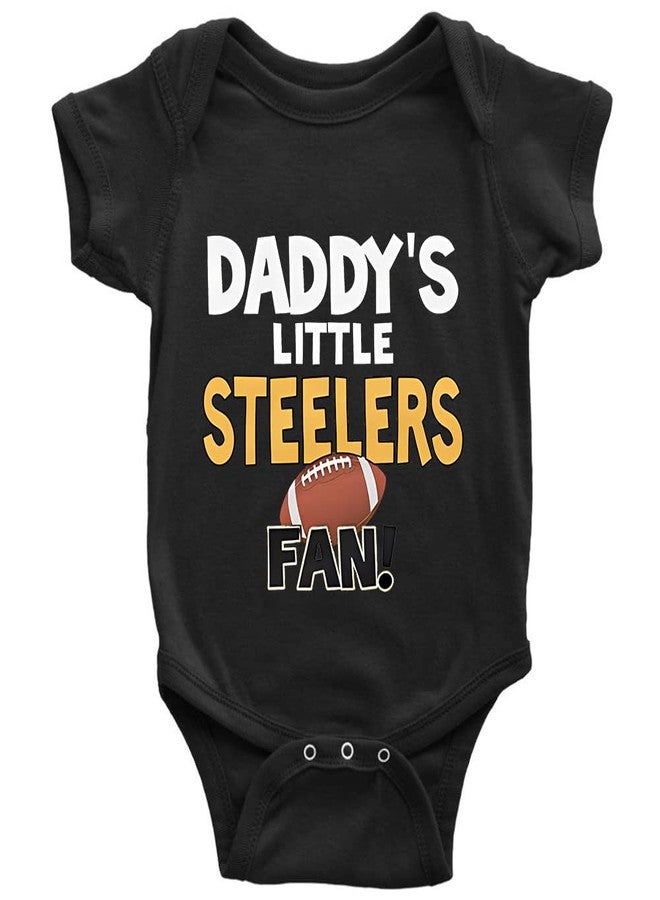 YCICIVDee Baby Boy Girl Bodysuit Daddy's Little Steelers Fan Black Short Sleeve Newborn Organic Bodysuit - Image 1