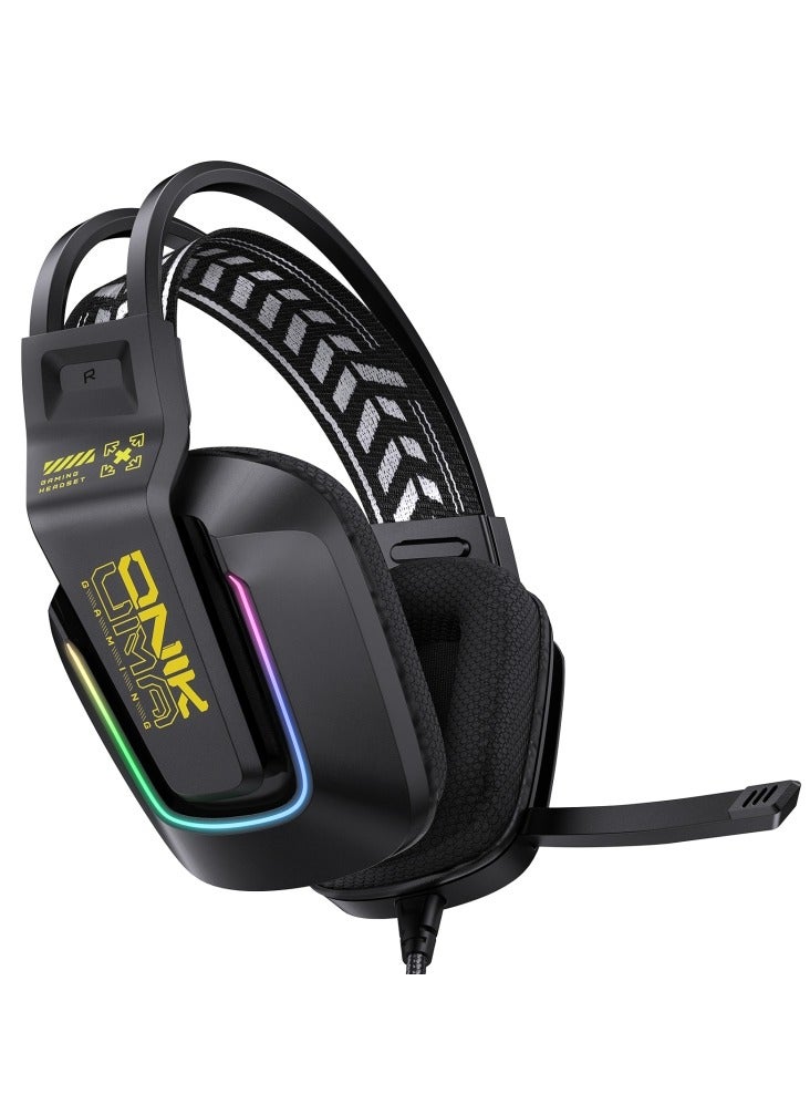 ONIKUMA X13 RGB Colorful Lighting Wired Gaming Headset with Microphone Length:2.2m Black - Image 1