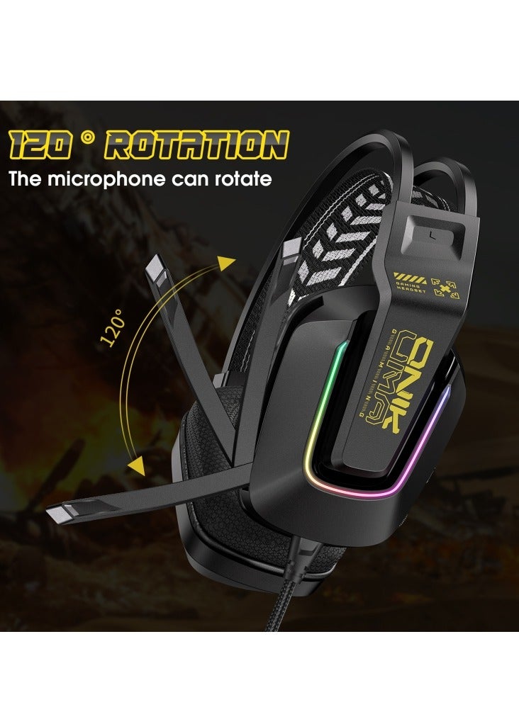 ONIKUMA X13 RGB Colorful Lighting Wired Gaming Headset with Microphone Length:2.2m Black - Image 3